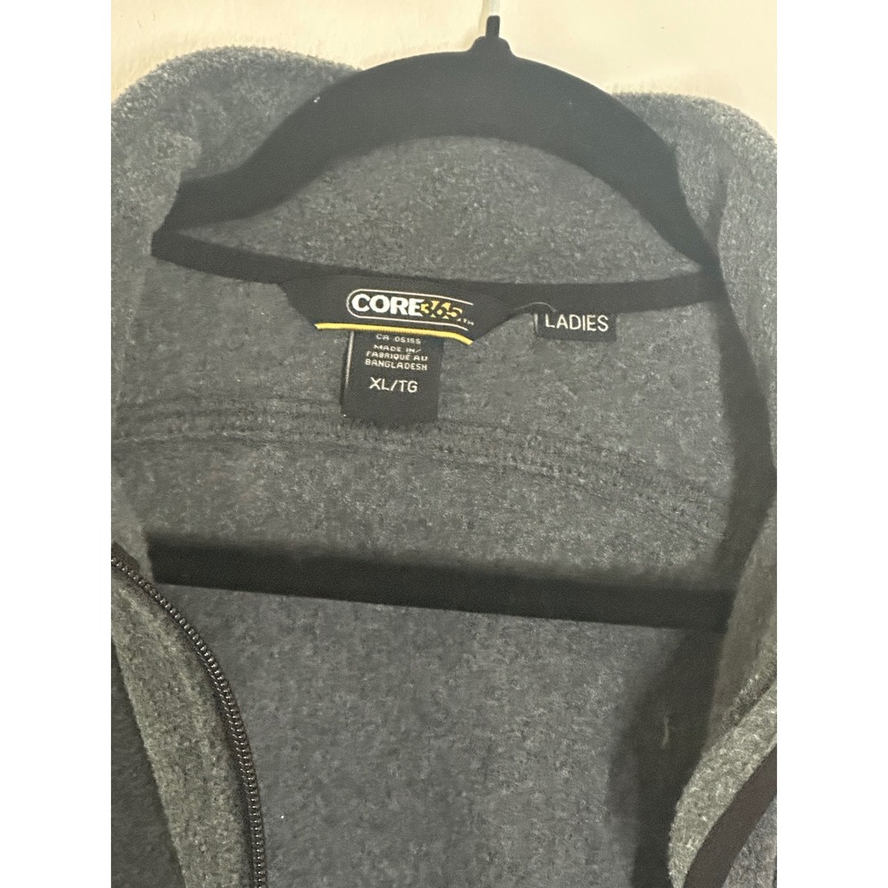 Core365 First Care Fleece Jacket Womens XL Gray Full Zip Soft Mock Neck Coat - Picture 3 of 4